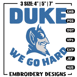 Duke University mascot embroidery design, NCAA embroidery, Sport embroidery,logo sport embroidery,Embroidery design