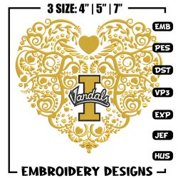 Idaho Vandals heart embroidery design, Sport embroidery, logo sport embroidery, Embroidery design,NCAA embroidery