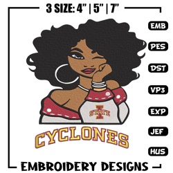 Iowa State University girl embroidery design, NCAA embroidery, Embroidery design, Logo sport embroidery,Sport embroidery