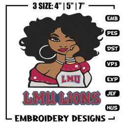 Loyola Marymount girl embroidery design, NCAA embroidery, Embroidery design, Logo sport embroidery,Sport embroidery.