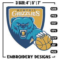 Memphis Grizzlies logo embroidery design, NBA embroidery,Sport embroidery, Embroidery design, Logo sport embroidery