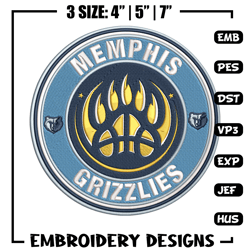 Memphis Grizzlies logo embroidery design, NBA embroidery,Sport embroidery,Embroidery design, Logo sport embroidery