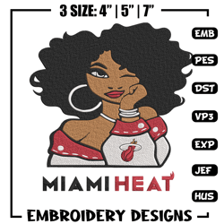 Miami Heat girl embroidery design, NBA embroidery,Sport embroidery , Embroidery design, Logo sport embroidery