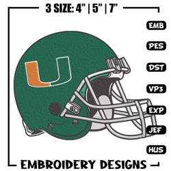 Miami Hurricanes Helmet embroidery design, NCAA embroidery, Embroidery design, Logo sport embroidery, Sport embroidery.