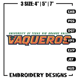 UTRGV Vaqueros logo embroidery design,NCAA embroidery,Sport embroidery,logo sport embroidery,Embroidery design.
