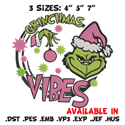 Grinchmas vibes Embroidery Design, Grinch Embroidery, Embroidery File,Chrismas Embroidery, Anime shirt, Digital download