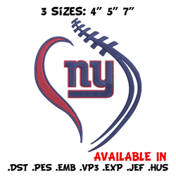 Heart New York Giants embroidery design, New York Giants embroidery, NFL embroidery, sport embroidery, embroidery design