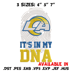 It's In My Dna Los Angeles Rams embroidery design, Rams embroidery, NFL embroidery, sport embroidery, embroidery design.