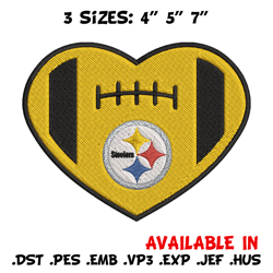 Pittsburgh Steelers Heart embroidery design, Steelers embroidery, NFL embroidery, sport embroidery, embroidery design. (