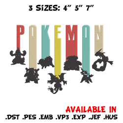 Pokemon poster Embroidery Design, Pokemon Embroidery, Embroidery File, Anime Embroidery, Anime shirt, Digital download