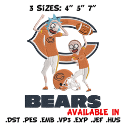 rick and morty chicago bears embroidery design, chicago bears embroidery, nfl embroidery, logo sport embroidery.