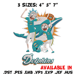 Rick and Morty Miami Dolphins embroidery design, Miami Dolphins embroidery, NFL embroidery, logo sport embroidery.