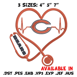 stethoscope chicago bears embroidery design, bears embroidery, nfl embroidery, sport embroidery, embroidery design.