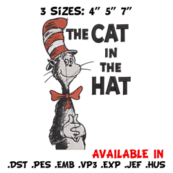 the cat in the hat embroidery design, dr seuss embroidery, embroidery design, embroidery file, digital download.