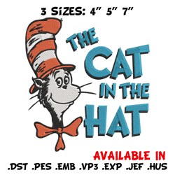 the cat in the hat embroidery design, dr seuss embroidery, embroidery file, embroidery design, digital download