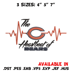 the heartbeat of chicago bears embroidery design, bears embroidery, nfl embroidery, sport embroidery, embroidery design.