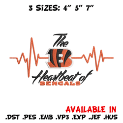 The heartbeat of Cincinnati Bengals embroidery design, Cincinnati Bengals embroidery, NFL embroidery, sport embroidery.