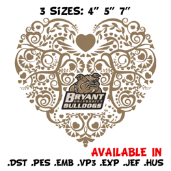 Bryant Bulldogs heart embroidery design, Sport embroidery, logo sport embroidery, Embroidery design,NCAA embroidery
