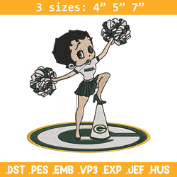 Cheer Betty Boop Green Bay Packers embroidery design, Green Bay Packers embroidery, NFL embroidery, sport embroidery.