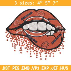 chicago bears dripping lips embroidery design, bears embroidery, nfl embroidery, sport embroidery, embroidery design.