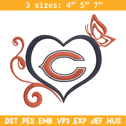 chicago bears heart embroidery design, chicago bears embroidery, nfl embroidery, sport embroidery, embroidery design.