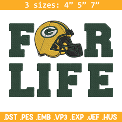 Green Bay Packers For Life embroidery design, Green Bay Packers embroidery, NFL embroidery, logo sport embroidery.