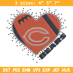 Heart Chicago Bears embroidery design, Chicago Bears embroidery, NFL embroidery, sport embroidery, embroidery design.