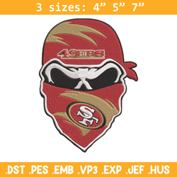 San Francisco 49ers skull embroidery design, 49ers embroidery, NFL embroidery, sport embroidery, embroidery design.