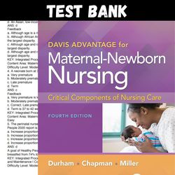 Davis Advantage for Maternal-Newborn Nursing Critical Components of Nursing Care Fourth Edition by Durham Test Bank