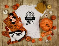 If You Can't Fly With The Big Girl's Stay Off The Broom T-shirt, Witch Shirt, Girl's Crew Shirt, Halloween Shirt, Party