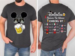 Beer Minnie Wine Front and Back Shirt, Epcot Drinking Around The World T-Shirt Drinking Around The World Checklis