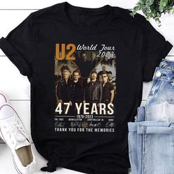 47 years u2 band signature shirt, u2 band shirt, achtung baby u2 tour 2023 shirt