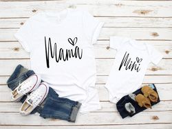 Mama Mini Matching Set, Baby Shower Gift, Mama T shirt, Baby Onesie, New Mom Gift Idea, Mama Mini Matching Tee, Thankful