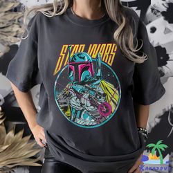 Retro Starwars Boba Fett Neon Blaster Vintage Shirt, Starwars Sweatshirt, Boba Fett Shirt, Galaxy's Edge Trip Shirt