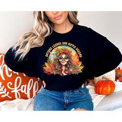 Autumn Leaves and Hippie Dreams Smile Sweatshirt, Fall Vibes sweatshirt, Retro Halloween crewneck, Retro Fall sweatshirt