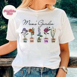 Mom's Garden Shirt, Custom Birth Month Flower Shirt for Grandmother, Mother's Day Gifts, Grandma Mimi Nana