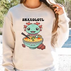 axolotl eating ramen sweatshirt, ramen lover hoodie, axolotl ramen