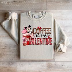 Mickey & Coffee : Valentine's Day Sweatshirt - Perfect Blend of Disney Magic and Caffeine Comfort!"