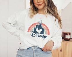Disney Rainbow Castle Sweatshirt, Disney Vintage Shirt, Disney Family Sweatshirt, Castle Sweater, Disney Park Hoodie,Ret
