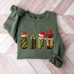 christmas pickle sweatshirt, christmas crewneck, pickle lovers gifts, christmas pickle jar sweater, canning season hoodi