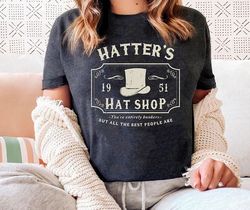 vintage hatter's hat shop shirt | retro alice in wonderland t-shirt | mad hatter tea party tee birthday | disneyland fam