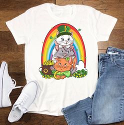 Disney Marie Berlioz Toulouse Shirt | Rainbow Shamrock St Patrick'S Day Tshirt | Funny The Aristocats Tee | Disneyland I