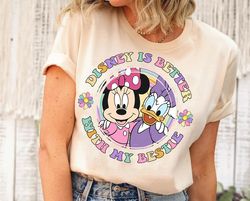 Retro Disney With My Bestie Shirt | Minnie Mouse And Daisy Duck With Love TShirt | Best Friends Disneyland Matching Tee