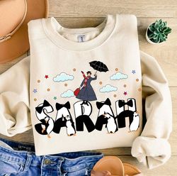 Custom Name Disney Mary Poppins Shirt | Personalized Mary Poppins And Penguin T-Shirt | Disneyland Matching Tee | Birthd