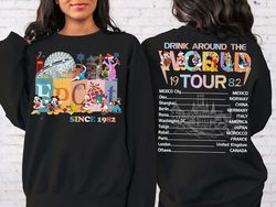 Mickey And Friends Epcot Christmas Sweatshirt | Drink Around The World 2023 T-shirt | Disney Xmas Tee | Dis