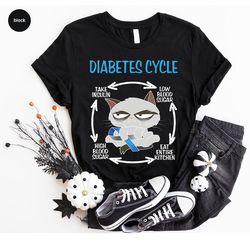 diabetes awareness shirt, diabetic cat graphic tees, diabetes support gifts, gifts for diabetic, ribbon shirts