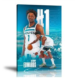 Anthony Edwards Poster, Minnesota Timberwolves, NBA Sports Print, Sports Player Print, Framed Art Print , Wall Art, Home