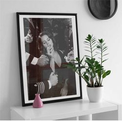 Lana Del Rey poster Print, Vintage Black And White photo, Music Canvas Wall Art
