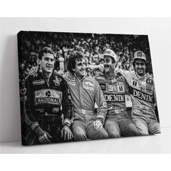 Formula 1 Canvas Wall Art - Ayrton Senna, Alain Prost, Damon Hill, Nelson Piquet - McLaren, Ferrari, Williams, Lotus - G