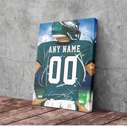 Digital File-Philadelphia Eagles Jersey NFL Personalized Jersey Custom Name and Number Canvas Wall Art Print Home Decor